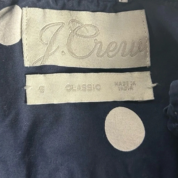 J. Crew Women's Size 6 Blue Polka Dot Ruffle Neck Button-Up Shirt - Picture 5 of 11